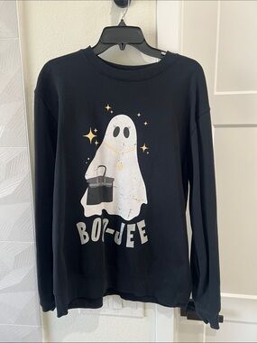 Black 'Boo-Jee' Ghost Graphic Sweatshirt - Women's